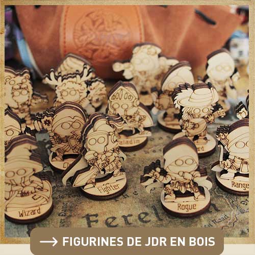 Figurines de JDR en bois