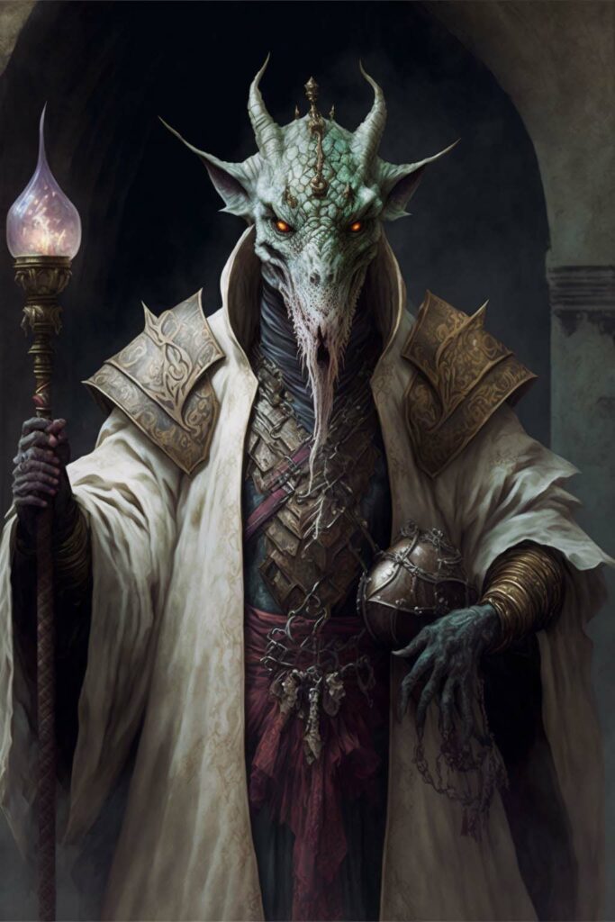 grand prêtre blanc homme dragon vert